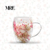 TAZA DE VIDRIO CON FLORES